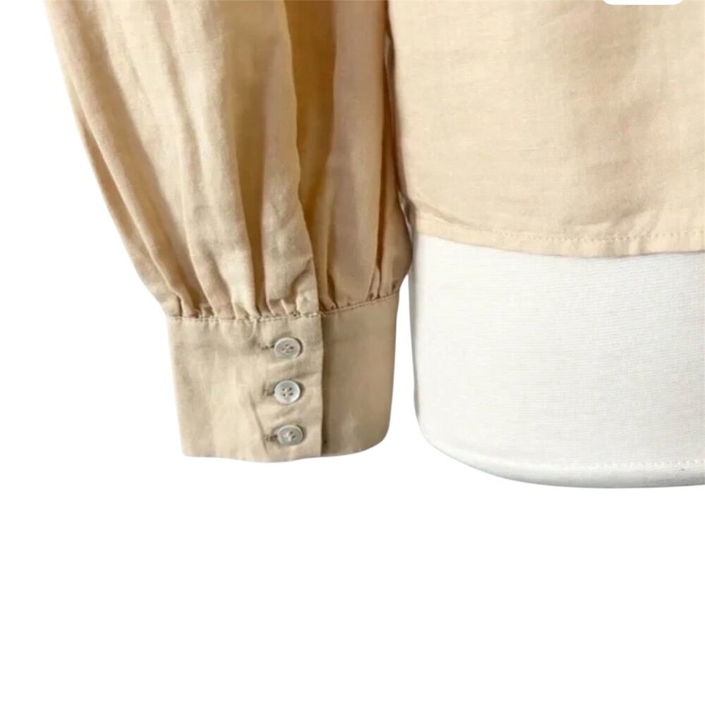 NWT Sézane Donia Blouse Beige Linen/Cotton Blend Lace Long Sleeve T44/UK16/US - Picture 9 of 16
